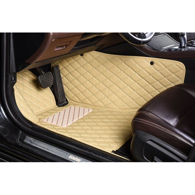 Shop Beige Luxury Leather Diamond Car Floor Mats UK Shop Beige Luxury Leather Diamond Car Floor Mats UK