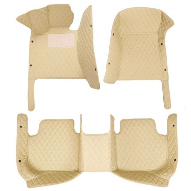 Shop Beige Luxury Leather Diamond Car Floor Mats UK Shop Beige Luxury Leather Diamond Car Floor Mats UK