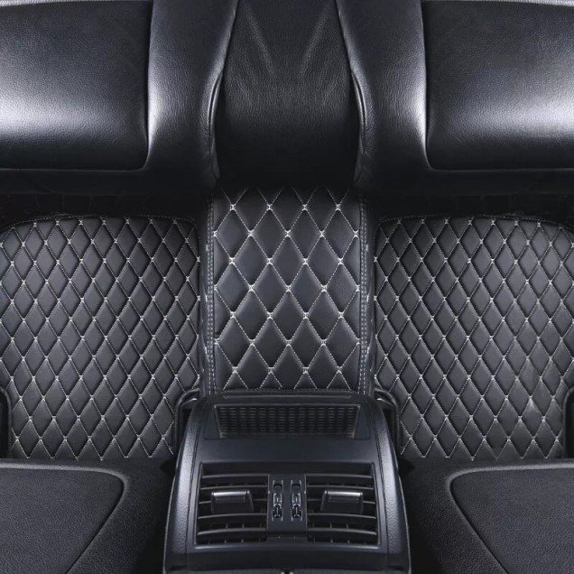 Shop Black and Beige Stitching Luxury Leather Diamond Car Floor Mats UK Shop Black and Beige Stitching Luxury Leather Diamond Car Floor Mats UK