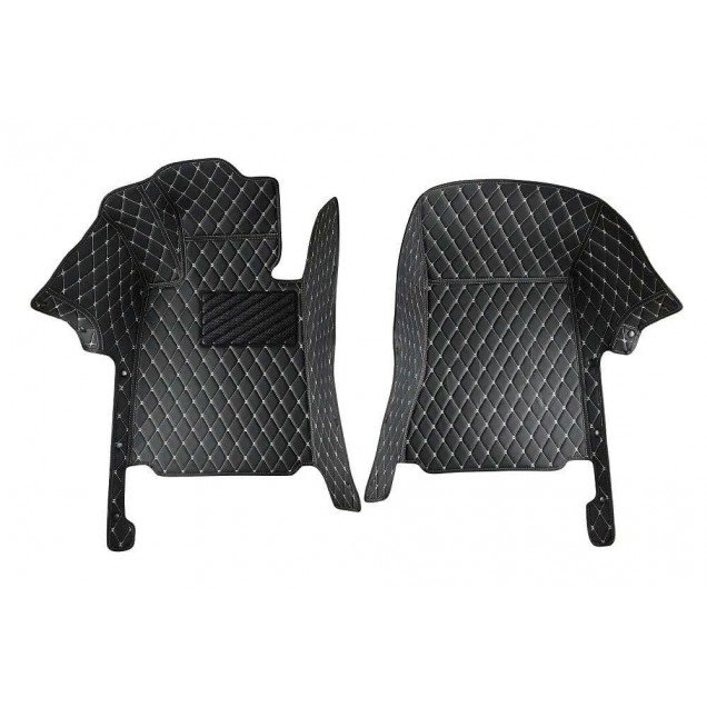 Shop Black and Beige Stitching Luxury Leather Diamond Car Floor Mats UK Shop Black and Beige Stitching Luxury Leather Diamond Car Floor Mats UK