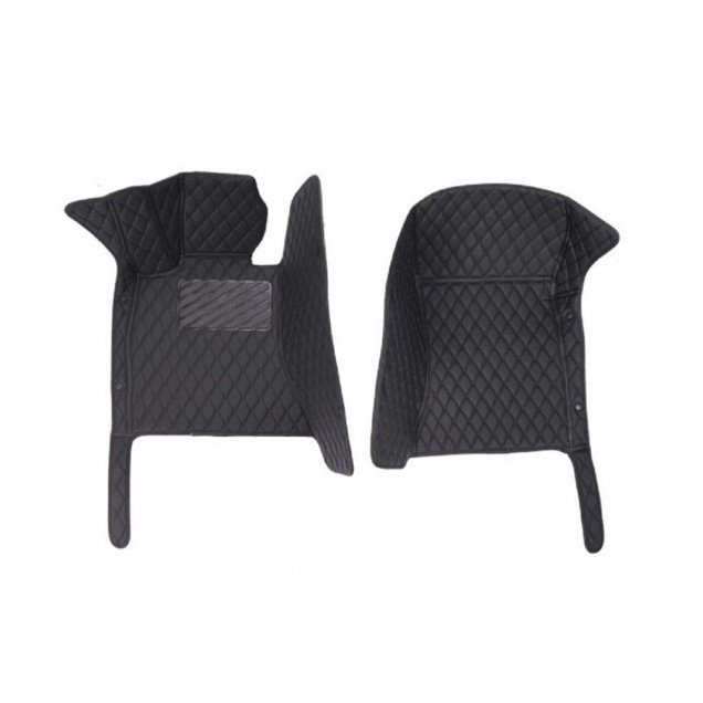 Shop Black and Black Stitching Luxury Leather Diamond Car Floor Mats UK Shop Black and Black Stitching Luxury Leather Diamond Car Floor Mats UK