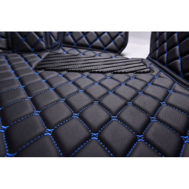 Shop Black and Blue Stitching Luxury Leather Diamond Car Floor Mats UK Shop Black and Blue Stitching Luxury Leather Diamond Car Floor Mats UK