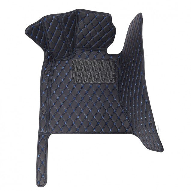 Shop Black and Blue Stitching Luxury Leather Diamond Car Floor Mats UK Shop Black and Blue Stitching Luxury Leather Diamond Car Floor Mats UK
