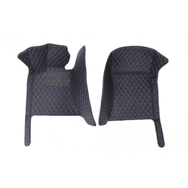 Shop Black and Blue Stitching Luxury Leather Diamond Car Floor Mats UK Shop Black and Blue Stitching Luxury Leather Diamond Car Floor Mats UK