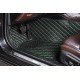 Shop Black and Green Stitching Luxury Leather Diamond Car Floor Mats UK Shop Black and Green Stitching Luxury Leather Diamond Car Floor Mats UK