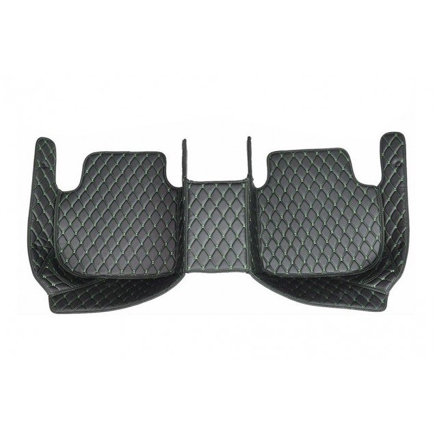 Shop Black and Green Stitching Luxury Leather Diamond Car Floor Mats UK Shop Black and Green Stitching Luxury Leather Diamond Car Floor Mats UK