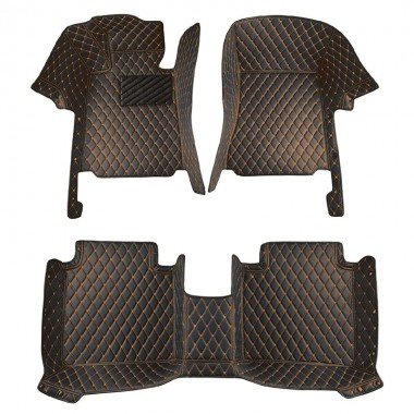 Shop Black and Orange Stitching Luxury Leather Diamond Car Floor Mats UK