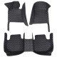 Shop Black and White Stitching Luxury Leather Diamond Car Floor Mats UK Shop Black and White Stitching Luxury Leather Diamond Car Floor Mats UK