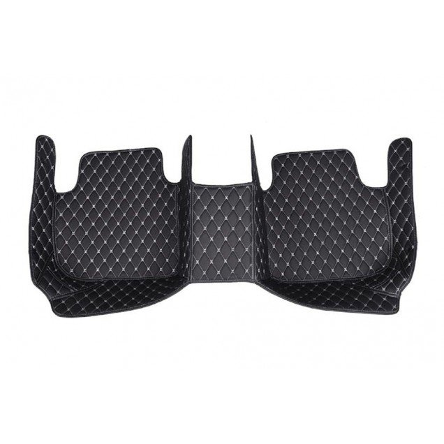 Shop Black and White Stitching Luxury Leather Diamond Car Floor Mats UK Shop Black and White Stitching Luxury Leather Diamond Car Floor Mats UK