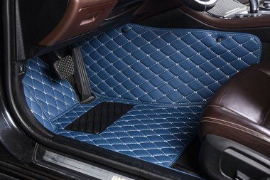 Shop Blue Luxury Leather Diamond Car Floor Mats UK