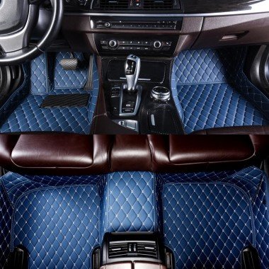 Shop Blue Luxury Leather Diamond Car Mats UK