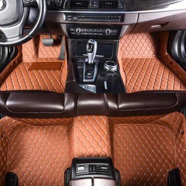 Shop Brown Luxury Leather Diamond Car Floor Mats UK