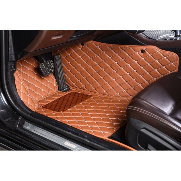 Shop Brown Luxury Leather Diamond Car Floor Mats UK Shop Brown Luxury Leather Diamond Car Floor Mats UK