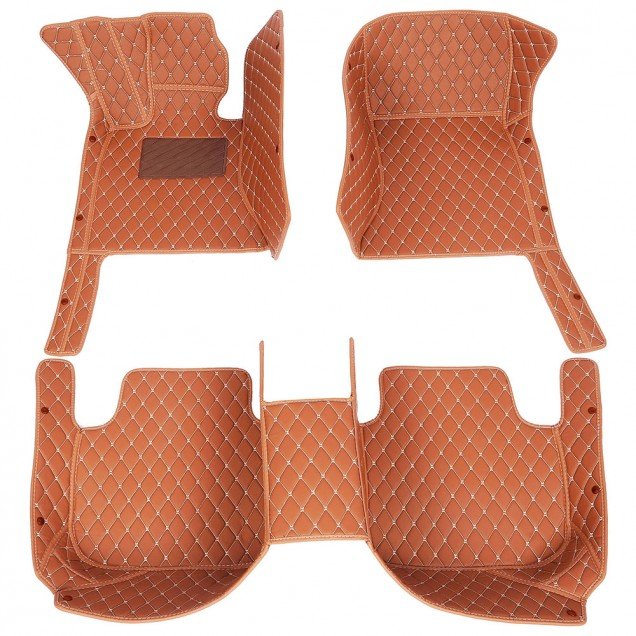 Shop Brown Luxury Leather Diamond Car Floor Mats UK Shop Brown Luxury Leather Diamond Car Floor Mats UK