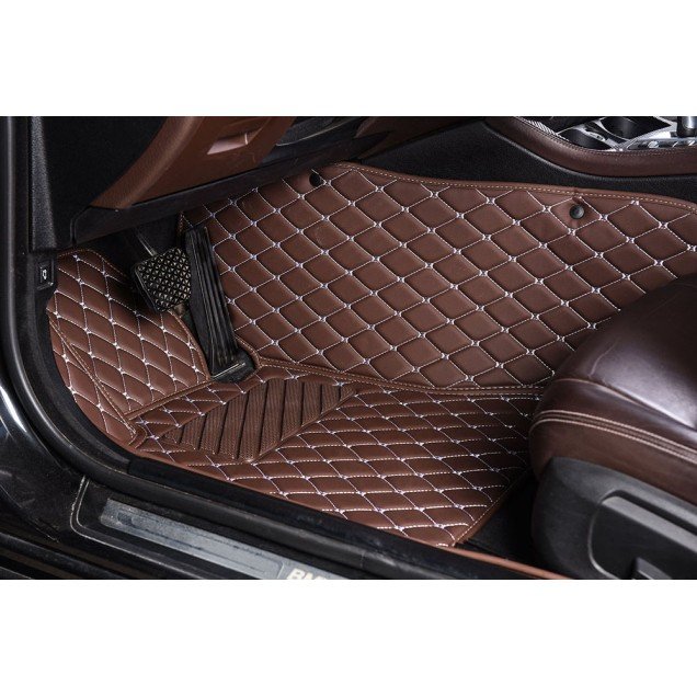 Shop Dark Brown Luxury Leather Diamond Car Floor Mats UK Shop Dark Brown Luxury Leather Diamond Car Floor Mats UK