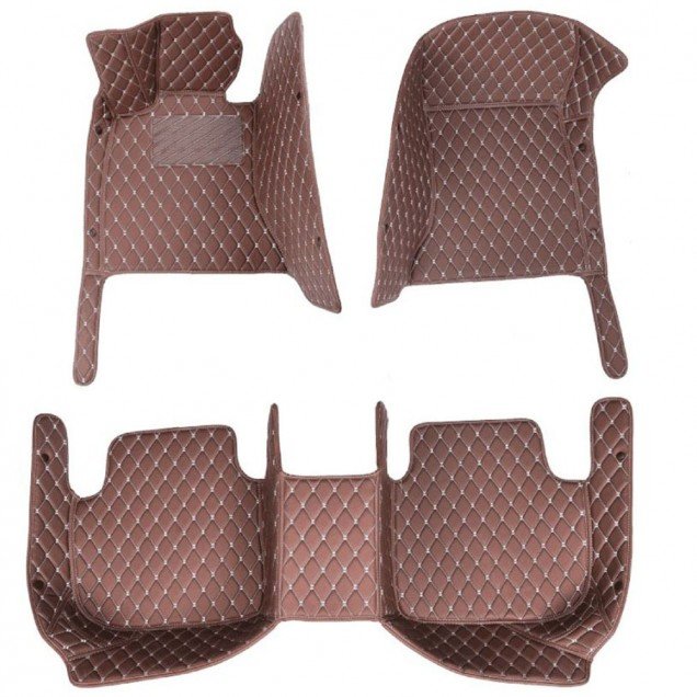 Shop Dark Brown Luxury Leather Diamond Car Floor Mats UK Shop Dark Brown Luxury Leather Diamond Car Floor Mats UK