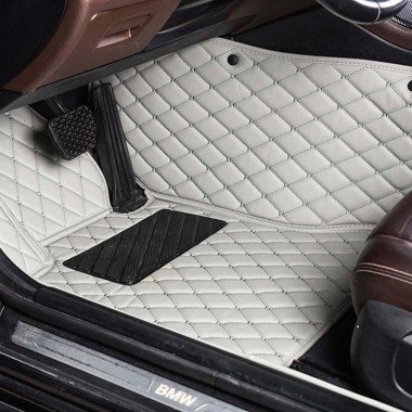 Shop Grey Luxury Leather Diamond Car Floor Mats UK