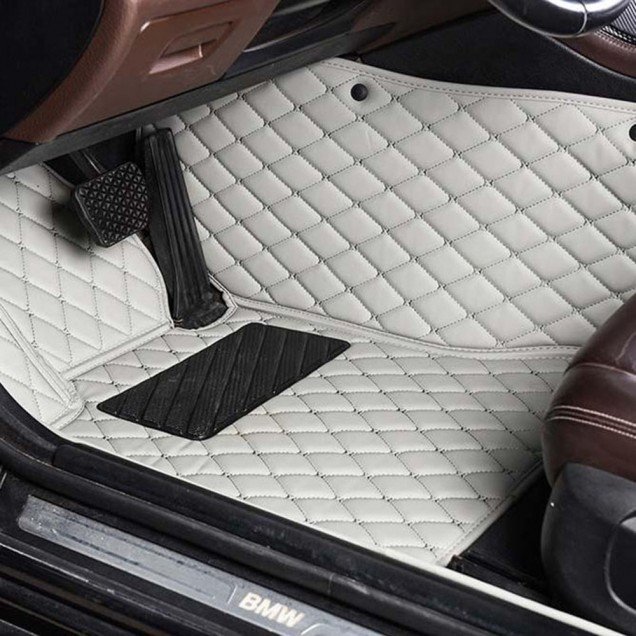 Shop Grey Luxury Leather Diamond Car Floor Mats UK Shop Grey Luxury Leather Diamond Car Floor Mats UK