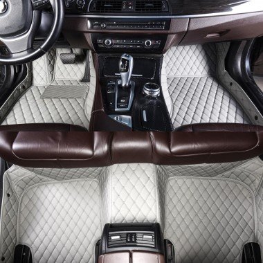 Shop Grey Luxury Leather Diamond Car Mats UK