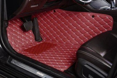 Shop Wine Red Luxury Leather Diamond Car Floor Mats UK