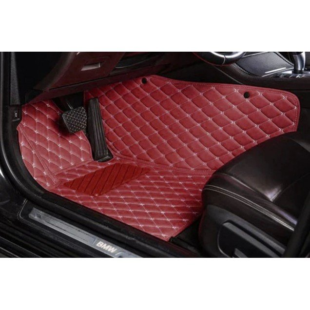 Shop Wine Red Luxury Leather Diamond Car Floor Mats UK Shop Wine Red Luxury Leather Diamond Car Floor Mats UK
