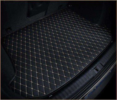 Shop Black and Beige Stitching Luxury Leather Diamond Trunk Base Mats UK