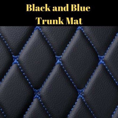Shop Black and Blue Stitching Luxury Leather Diamond Trunk Base Mats UK