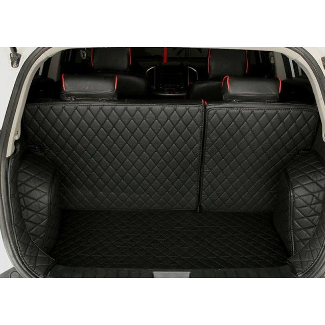 Shop Black and Black Stitching Full Cover Luxury Leather Diamond Trunk Car Floor Mats UK Shop Black and Black Stitching Full Cover Luxury Leather Diamond Trunk Car Floor Mats UK