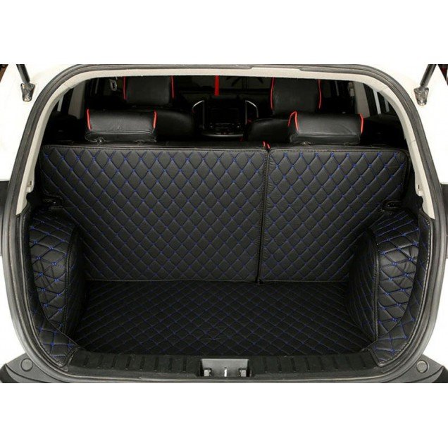 Shop Black and Blue Stitching Full Cover Luxury Leather Diamond Trunk Car Mats UK Shop Black and Blue Stitching Full Cover Luxury Leather Diamond Trunk Car Mats UK