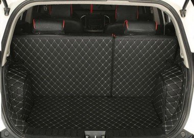 Shop Black and White Stitching Full Cover Luxury Leather Diamond Trunk Car Mats UK