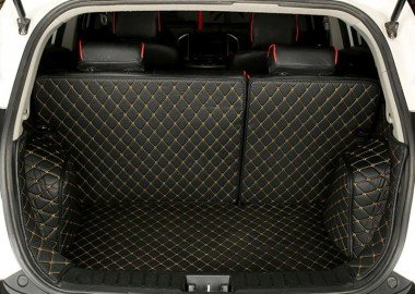Shop Black and Yellow Stitching Full Cover Luxury Leather Diamond Trunk Car Floor Mats UK