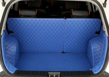Shop Blue Full Cover Luxury Leather Diamond Trunk Car Mats UK