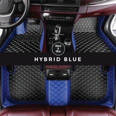 Shop Black and Blue Hybrid Mode Premium Diamond Car Mats UK
