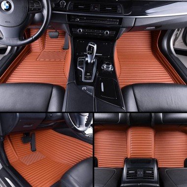 Shop Brown Luxury Leather Stripe Car Mats UK
