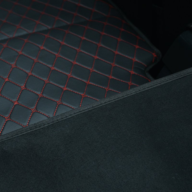Universal Diamond Car Bed - Non-Inflatable Black and Red Stitching Luxury Leather Diamond Car Bed Mattress