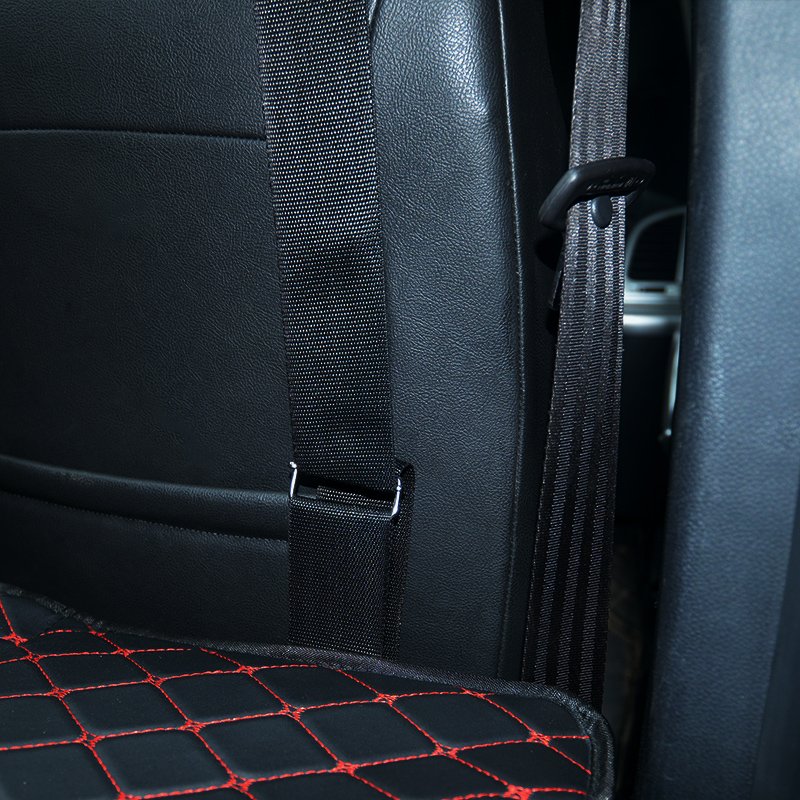 Universal Diamond Car Bed - Non-Inflatable Black and Red Stitching Luxury Leather Diamond Car Bed Mattress