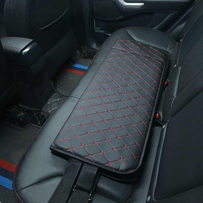 Universal Diamond Car Bed - Non-Inflatable Black and Red Stitching Luxury Leather Diamond Car Bed Mattress
