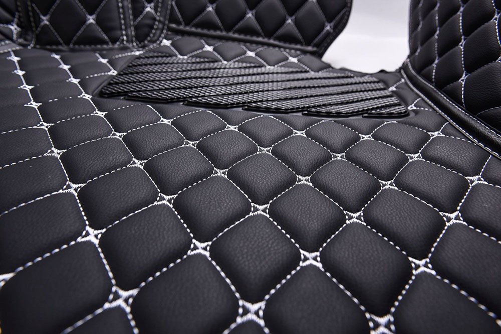 Shop Black and White Stitching Luxury Leather Diamonds Car Floor Mats UK