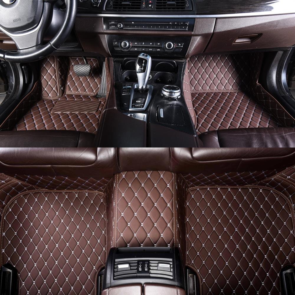 Shop Dark Brown Luxury Leather Diamond Car Mats UK