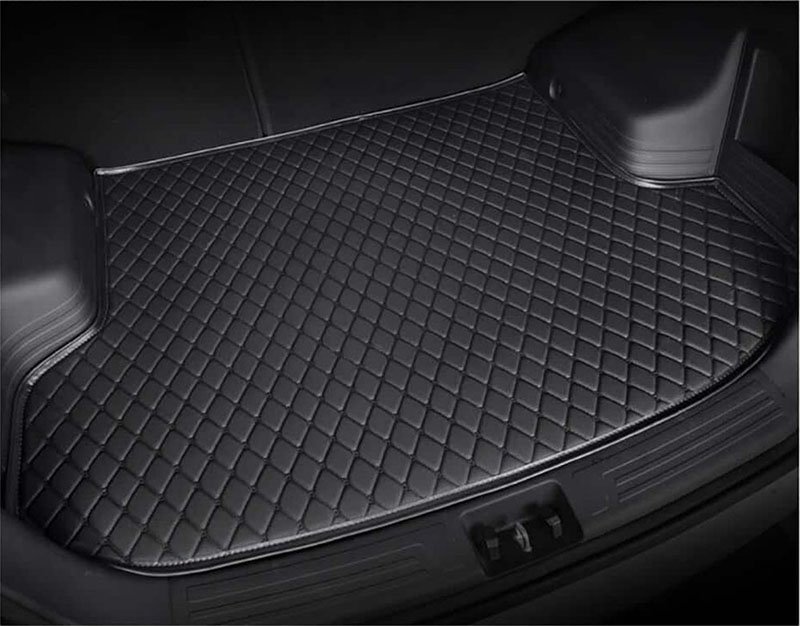 Shop Black and Black Stitching Luxury Leather Diamond Trunk Base Mats UK