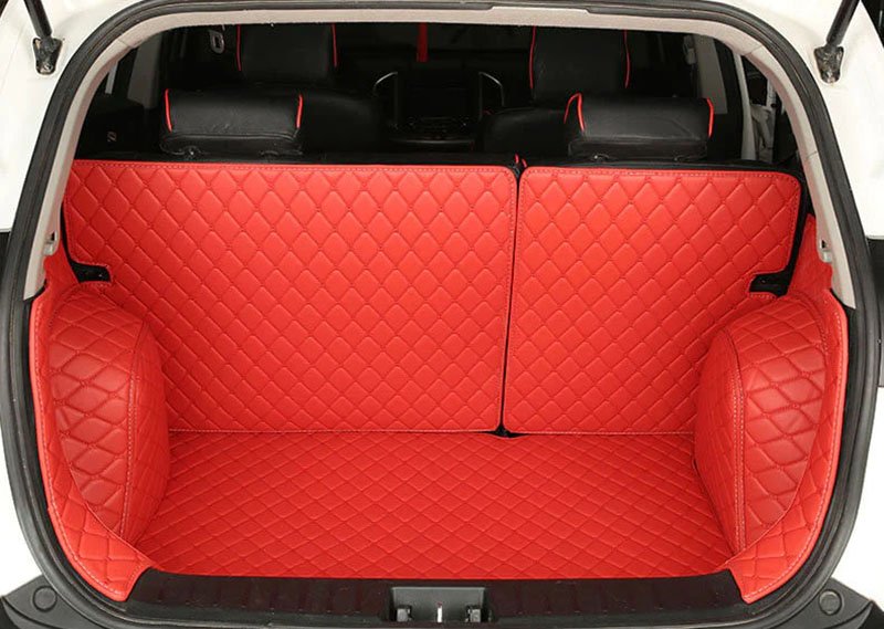 Shop Red Full Cover Luxury Leather Diamond Trunk Car Mats UK