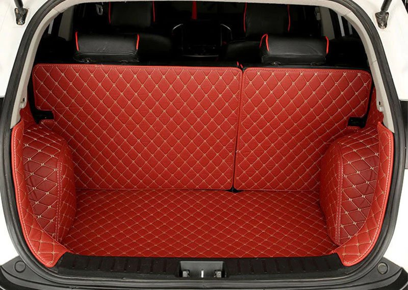 Shop Wine Red Full Cover Luxury Leather Diamond Trunk Car Mats UK
