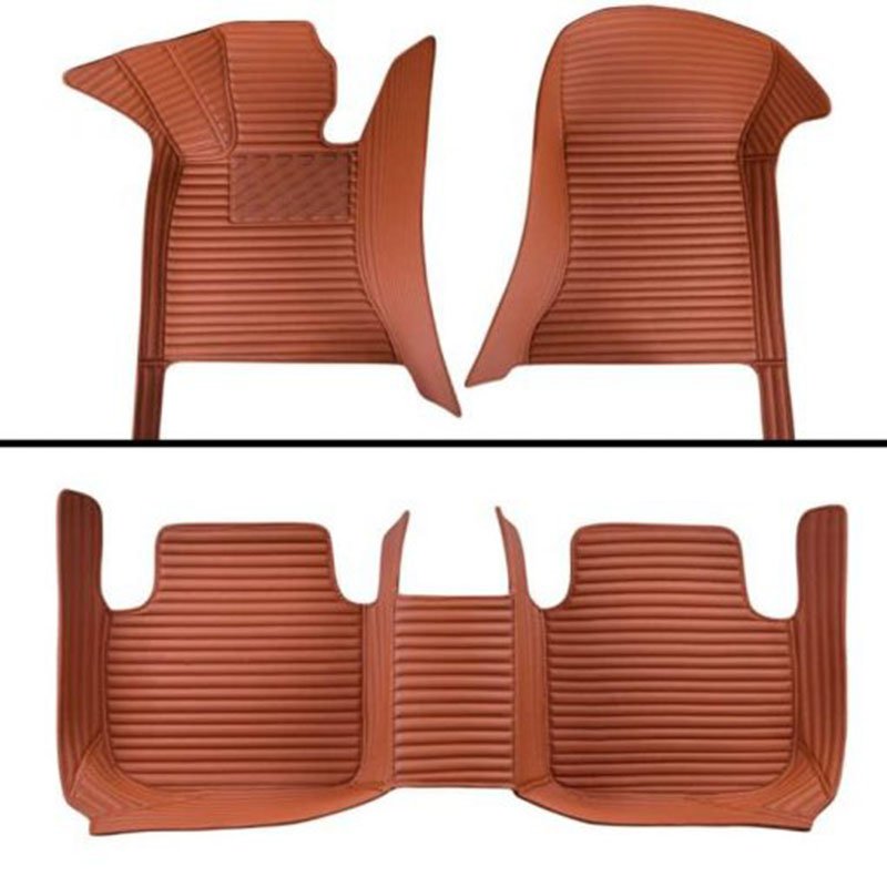 Shop Brown Luxury Leather Stripe Car Mats UK